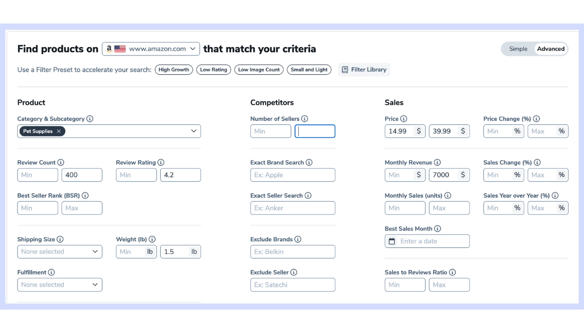 Applying filter to find the popular Amazon products to sell in 2023