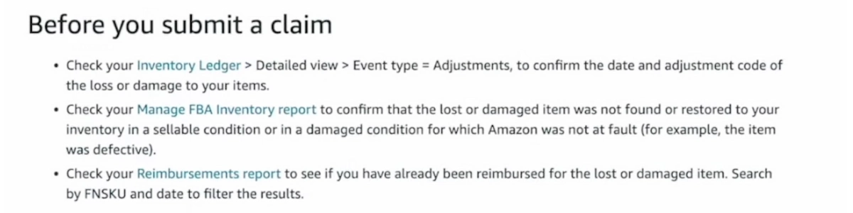 Before you submit the Amazon FBA reimbursement claim