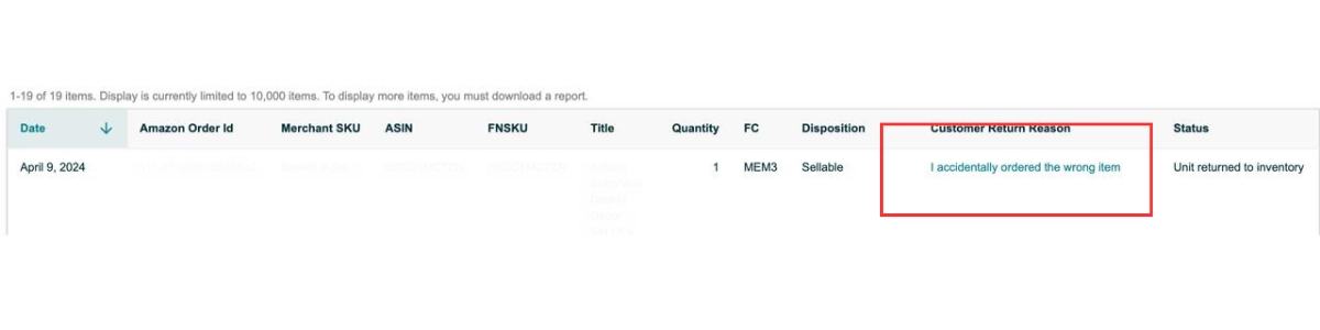 Customers provide wired reasons for returning orders