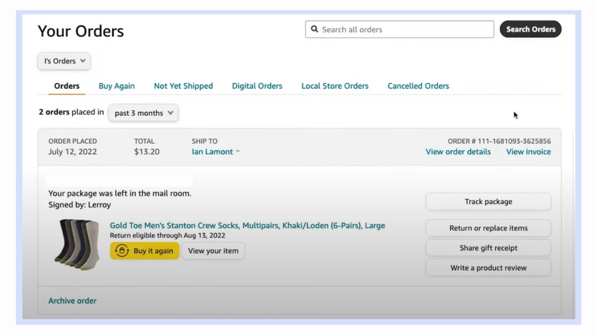 Step 1_ Find your order for Amazon refunds
